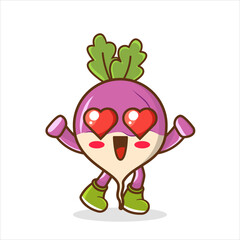 Falling in love turnip cartoon character