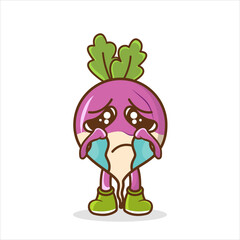 Sad Crying gesture turnip cartoon character style