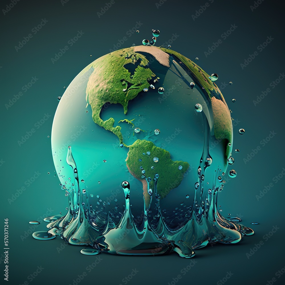 Wall mural World water day. Globe Concept design for planet earth made of water, generative ai