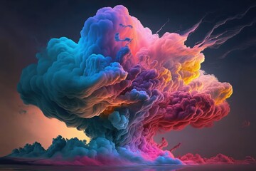 Obraz premium Abstract Colour Explosion in all the Colors of the Rainbow - Digital Concept Design - Generative AI Illustration 