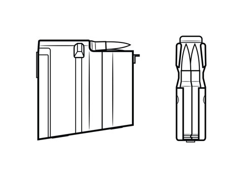 Vector illustration of an Barret M82 semi-automatic anti-materiel rifle magazine with cartridges on a white background.