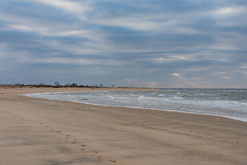 A Winter Afternoon Walk on North Beach, Sandy Hook NJ USA, Middletown Township, New Jersey