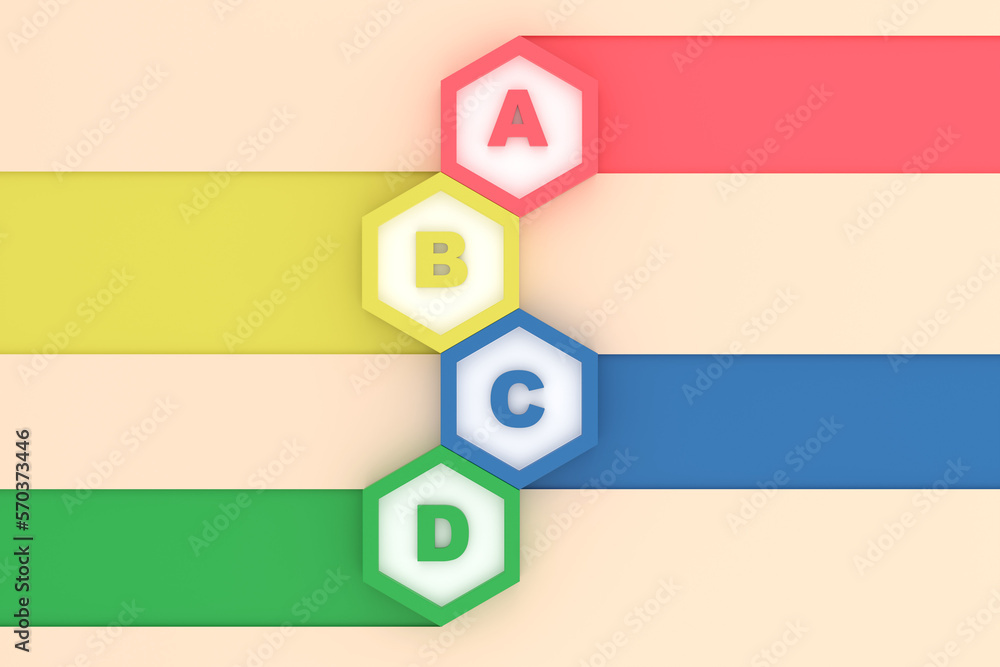 Poster infographics for set of colorful hexagon buttons, banner design as set.