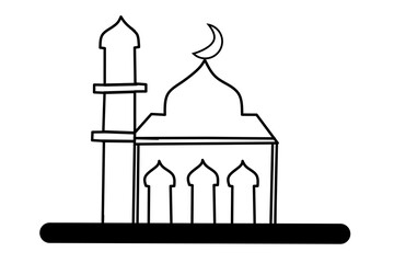 Simple mosque sketch with white background. Vector illustration.