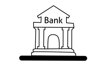 Bank sketch with white background. Vector illustration.