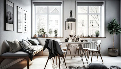Fototapeta premium Scandinavian style interior design idea. Generative AI
