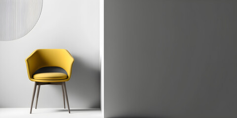 modern chair with mock up wall. Created with Generative AI