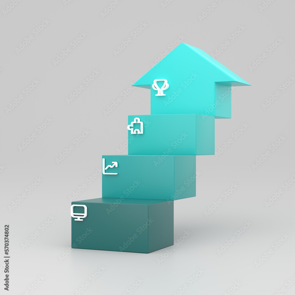 Poster infographic chart template in modern style in an arrow staircase