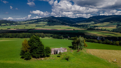 A drone view of the Králický Sněžník massif, Eastern Bohemia, Czech Republic