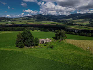 Fototapeta na wymiar A drone view of the Králický Sněžník massif, Eastern Bohemia, Czech Republic