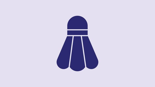 Blue Badminton shuttlecock icon isolated on purple background. Sport equipment. 4K Video motion graphic animation