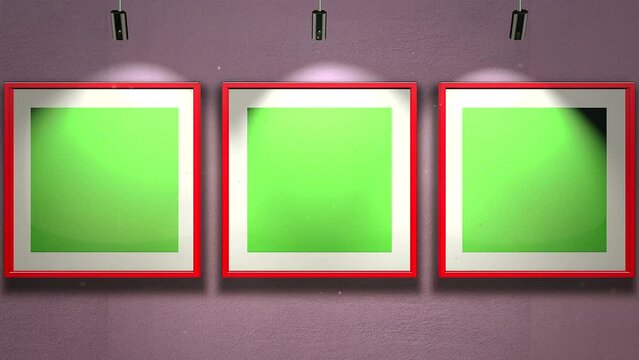 Art gallery with pictures with mock-up screen frame in home, art and decor style background