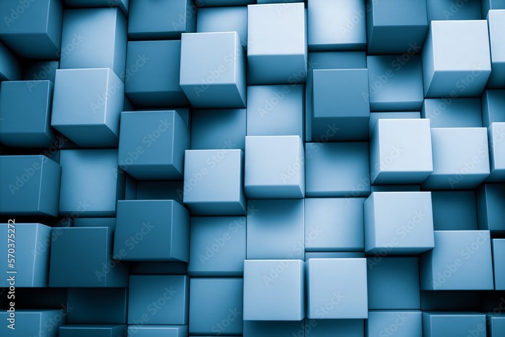 Poster abstract background of cube blocks wall stacking blue design for cubic wallpaper background . admira