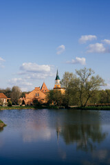 castle on the shore of a small lake