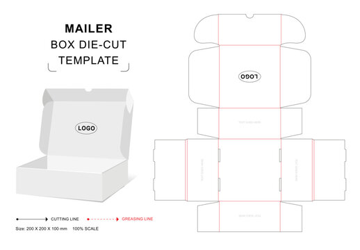 Mailer box die cut template