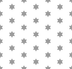 Abstract geometrical seamless mosaic pattern with star of David and hexagons in contrast black and white colors