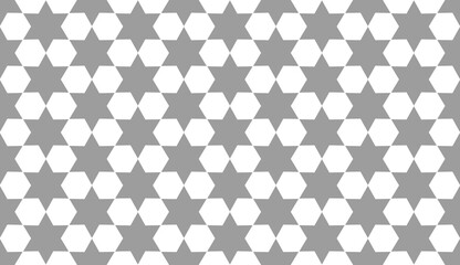 Abstract geometrical seamless mosaic pattern with star of David and hexagons in contrast black and white colors