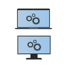 Digital setting monitor and laptop icon. Software set vector ilustration.