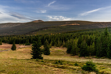 Sudety, Karkonosze, Śnieżka, Czechy, Polska, góry, jeziora, lasy , szlaki , droga leśna, wieś, szczyty © Daniel Folek