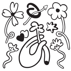 set of doodle elements for valentine's day design.Vector flat illustration. Postcard and poster for valentin