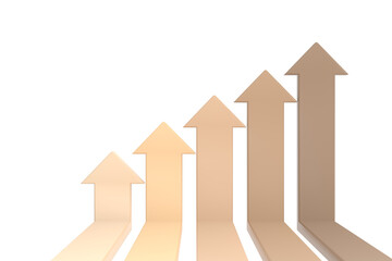 infographics arrows rising on the wall, growth chart or graph investment - booming economic growth