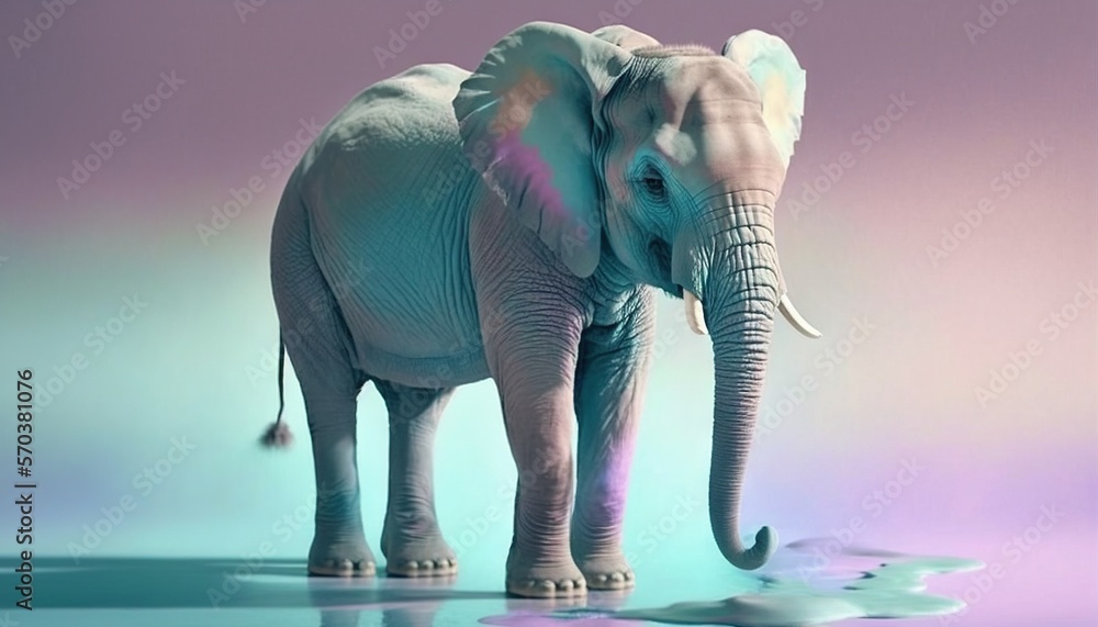 Poster an elephant is standing in the water with its trunk in the air and it's trunk in the air and its tru