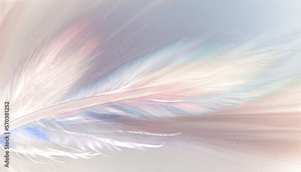 Poster a blurry image of a white and blue feather pattern on a white and blue background with a light refle