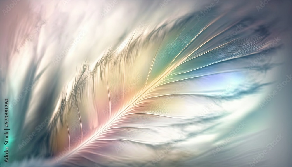 Poster an abstract image of a feather in the sky with clouds in the background and a blue sky with white cl