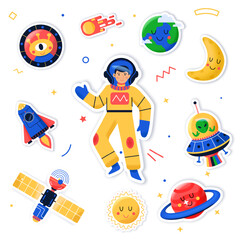 Universe, space, space system, universe stickers, vector illustration