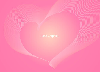 Happy Valentine’s Day Illustration of love with heart line,  abstract wave gradient and pink background. Vector illustration.