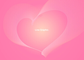 Happy Valentine&rsquo;s Day Illustration of love with heart line,  abstract wave gradient and pink background. Vector illustration.