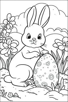 Osterhase Malvorlagen - Ausmalbilder Ostern - Generative AI