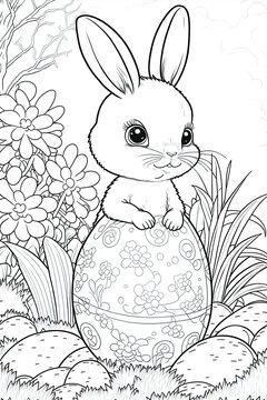 Osterhase Malvorlagen - Ausmalbilder Ostern - Generative AI