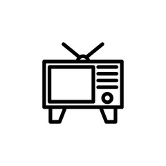 Television icon isolated on black. Television symbol suitable for graphic design and websites on a white background.
