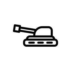 Tank fighting vehicle icon isolated on black. Tank symbol suitable for graphic design and websites on a white background.