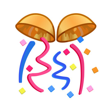 golden party poppers with colorful confetti clip art preview