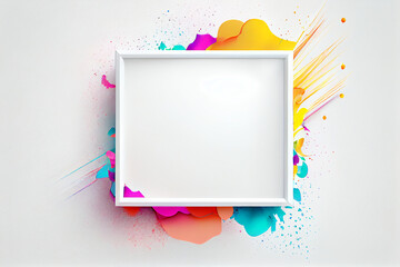 Fototapeta na wymiar Copy space of colorful frame on white abstract background. Generative AI.