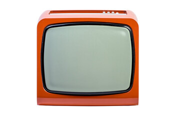 orange vintage television isolated