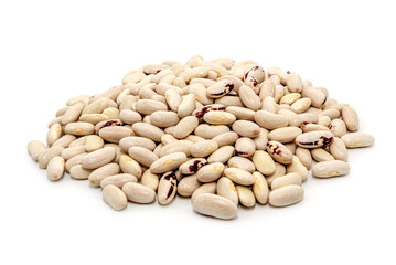 Background of white beans. Bunch of beans on white background