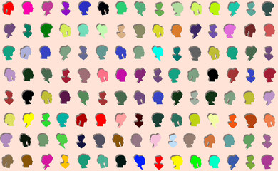 colorful people head, diversity is beautiful, creative art world
