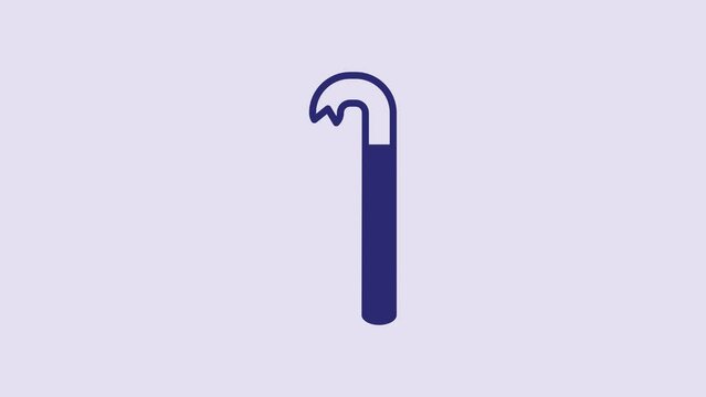 Blue Crowbar icon isolated on purple background. 4K Video motion graphic animation