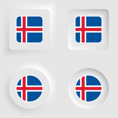 Iceland neumorphic graphic and label set.