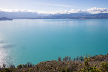 View over the beautiful Lago General Carrera in southern Chile 
