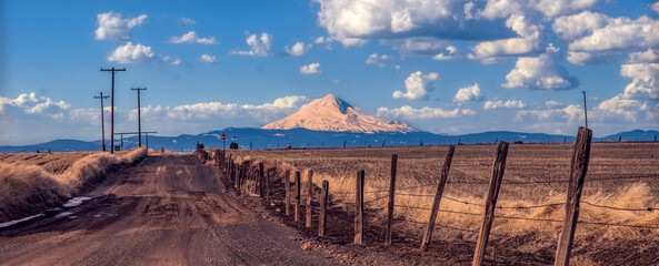 MT Hood from distance with old fence_02