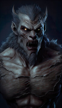 scary Halloween monster illustration of scary werewolf Lycan