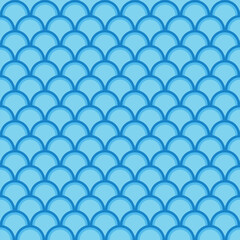 Wavy seamless pattern, symmetrical repeating background, blue geometric pattern