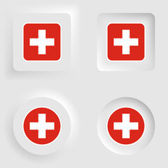 Switzerland neumorphic graphic and label set.