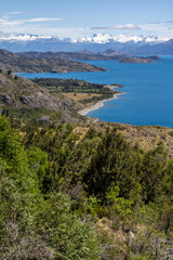 Fototapeta premium View over the beautiful Lago General Carrera in southern Chile 