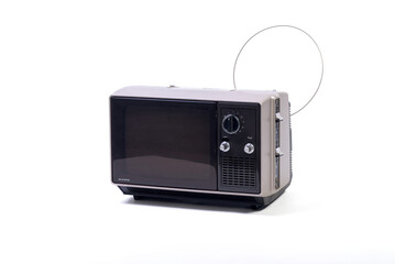 old vintage television isolated on white background 