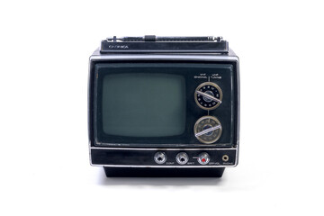 old vintage television isolated on white background